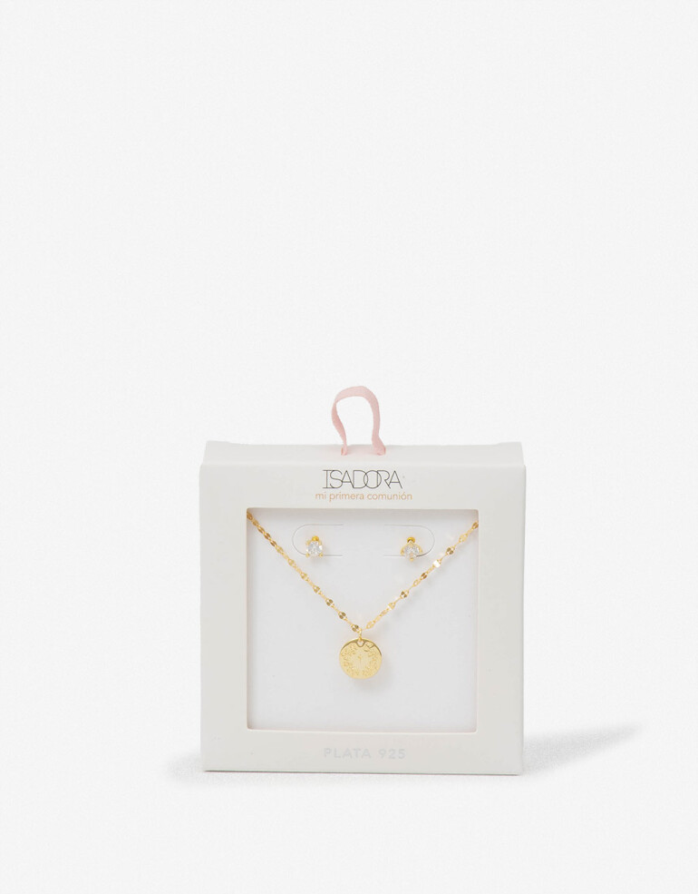 Bijouterie Set Exclusive Edition Set Aros Pasantes Y Cadena Plata 925 - Dorado