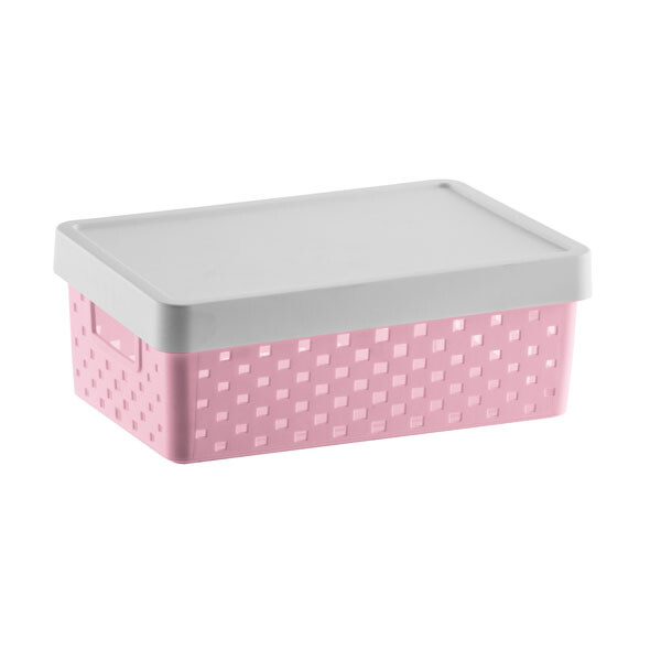 ORGANIZADOR QUADRATTA CON TAPA 39X29X14 CMS ROSA ROSADO
