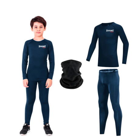 Conjunto Deportivo Camiseta termica Calza Niños X3 Azul