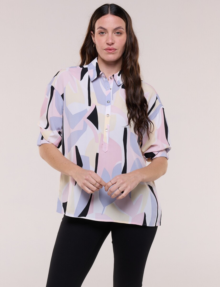 Blusa Estampado Abstracto - Multi/rosa 