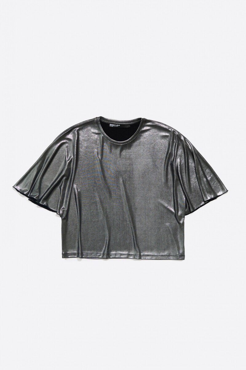 CAMISETA BOXY METALIZADA Plata