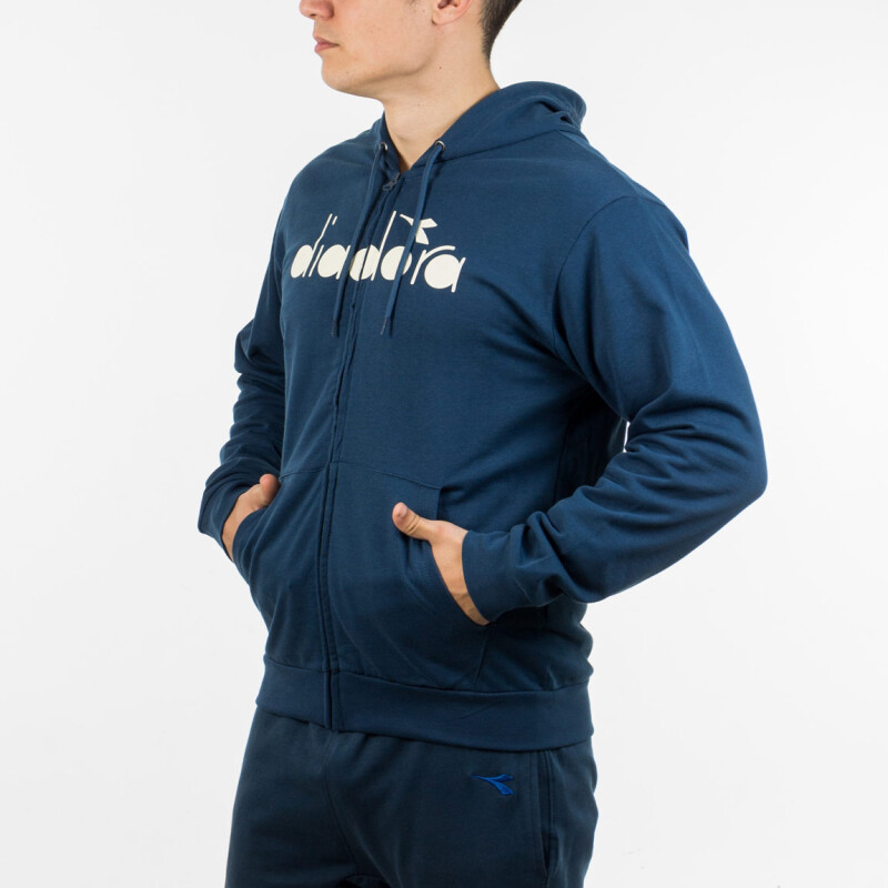 Diadora Men's Hoodie with zip PRINT- NAVY Marino