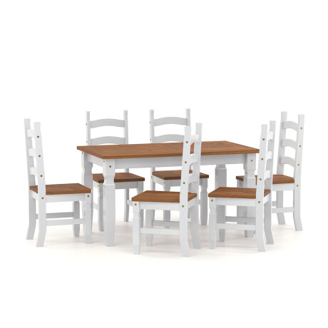 Juego de Comedor 6 Sillas Línea Naturale Blanco/Roble