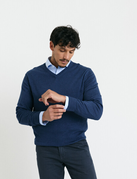 470985 SWEATER HARRINGTON LABEL Azul Piedra