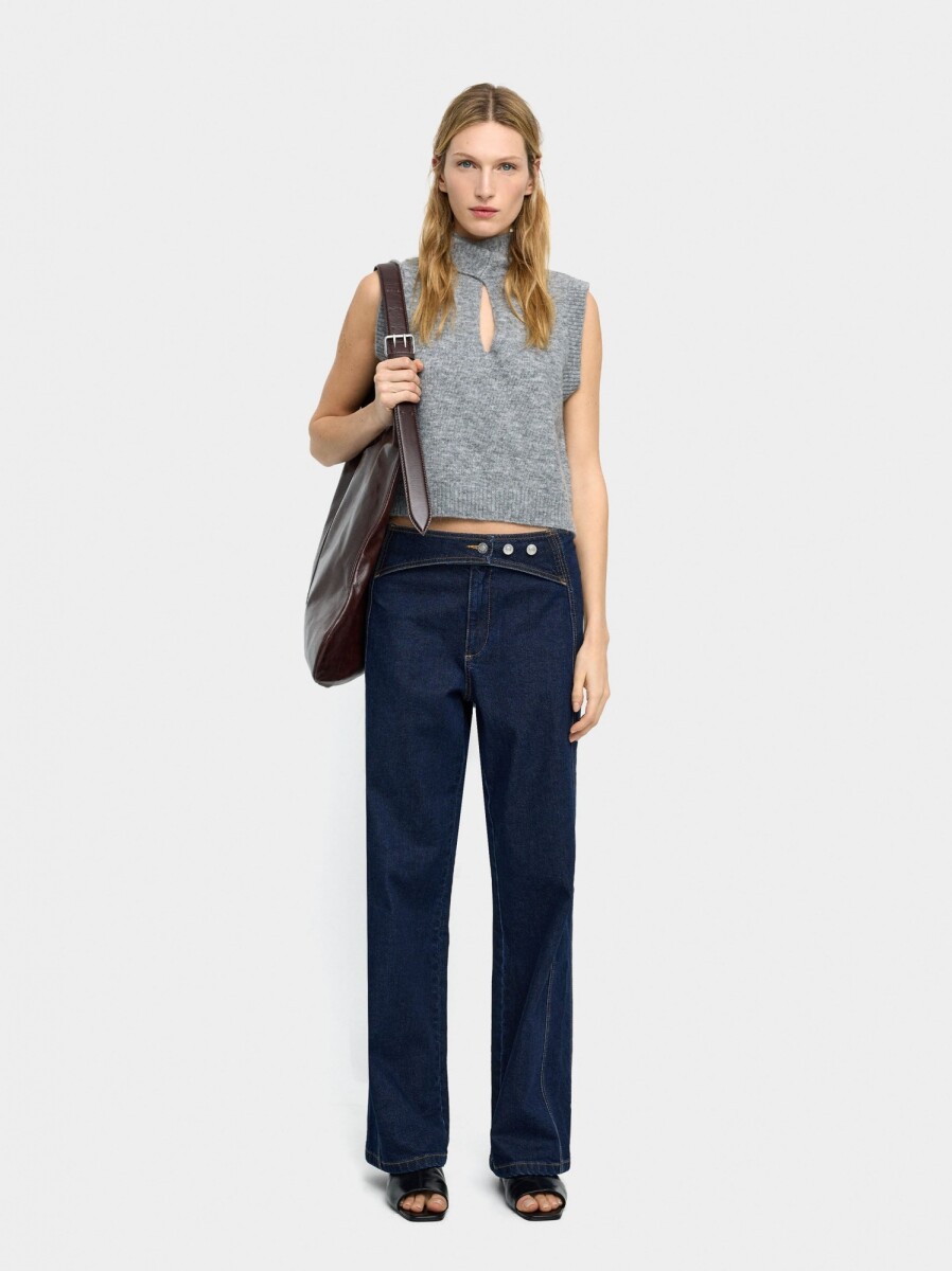 Pantalón Vaquero Cierre Con Solapa - azul 