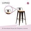 Pack 2 Taburetes Tolix con Respaldo y Asiento de Madera Lumax Negra