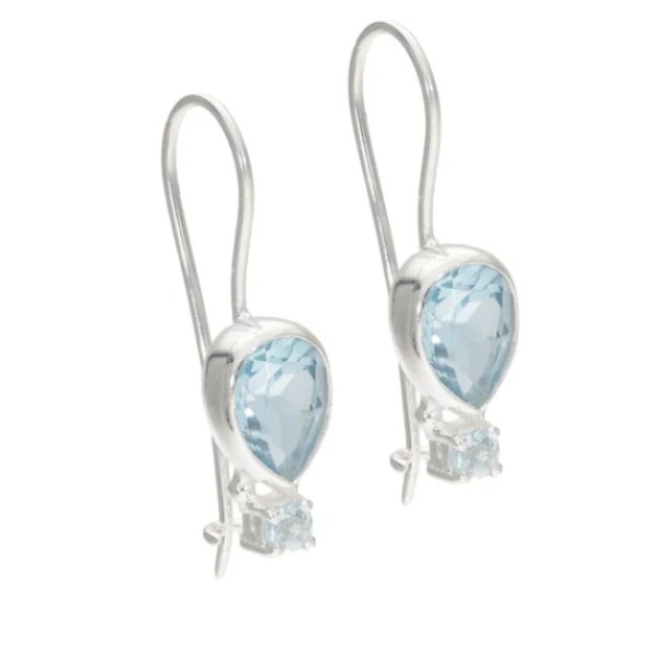 Caravanas Olivia - Plata rodinada 925-Piedra Topacio azul-CA2003 Conpiedra