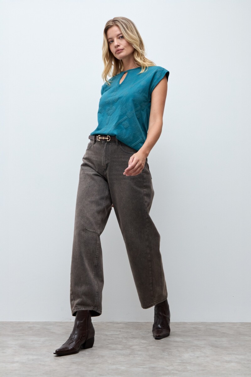 Remera estampada - verde petroleo 