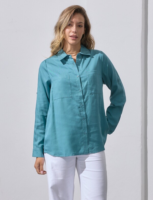Camisa Bolsillos CELESTE OSCURO