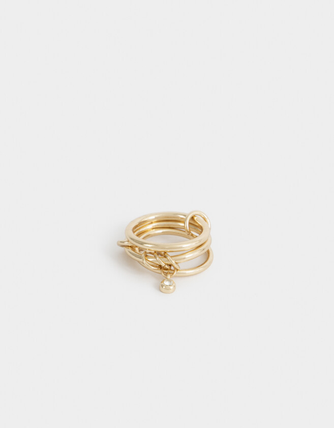 Anillos Medianos y Grandes Con strass Anillo De Metal Con Strass - Dorado