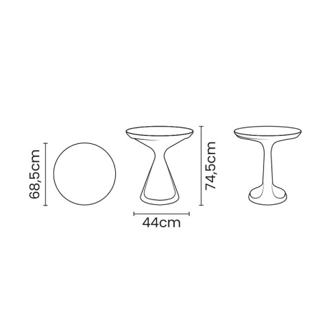 Mesa redonda blanca con pie cónico "SALUT" -TRAMONTINA TD0860