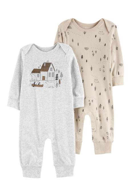 Pack dos mamelucos de algodón estampados Sin color