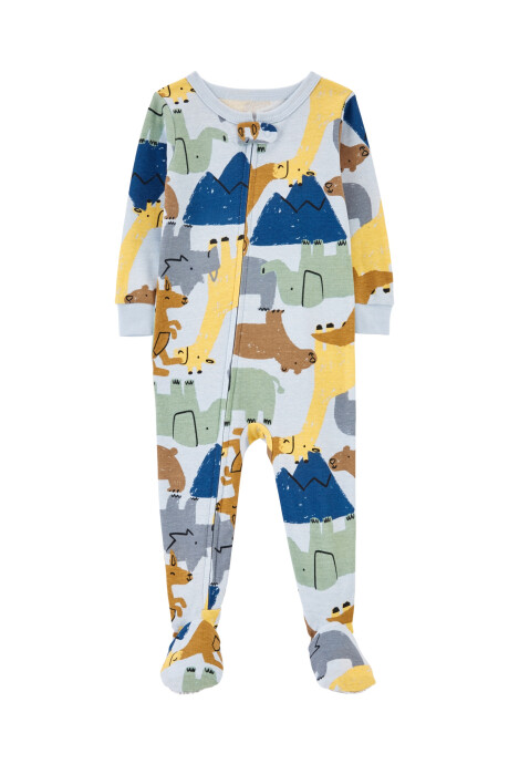 Pijama una pieza de algodón con pie diseño animales Sin color
