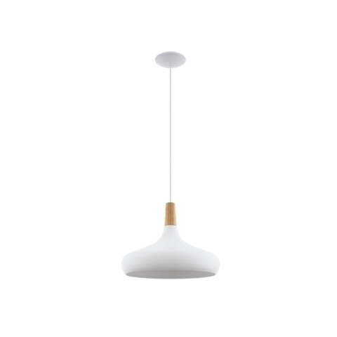 Lámpara campana metal blanco y madera Ø40 SABINAR EG0814