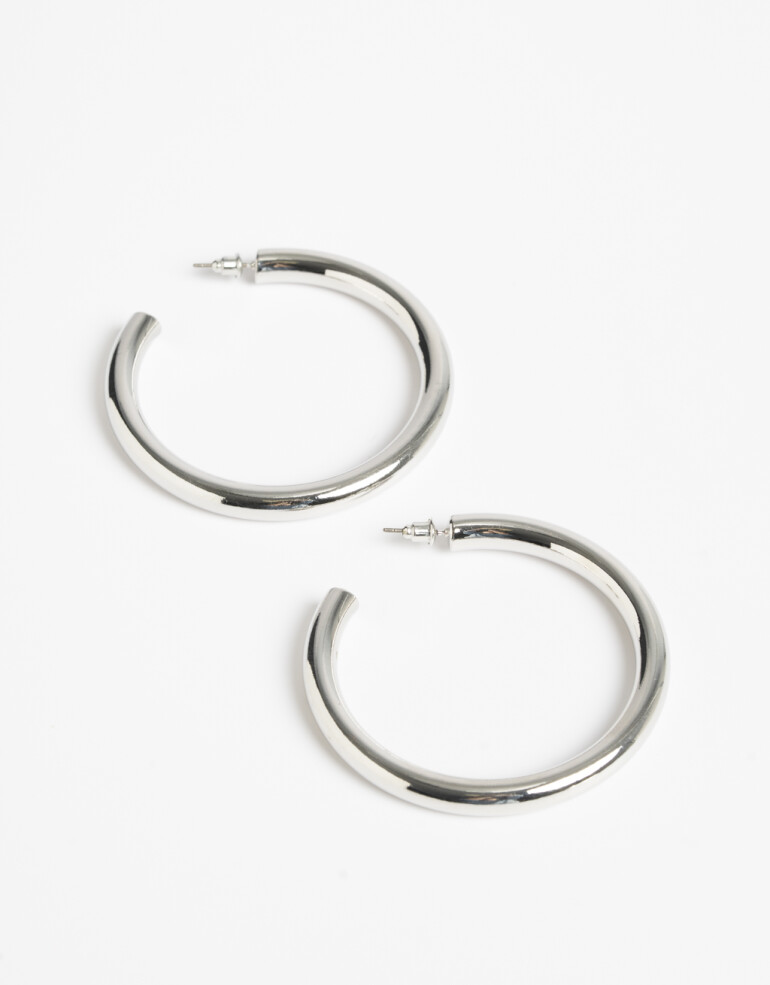 Aros Argollas Metal Argollas Metal Bold - Plateado Rodio