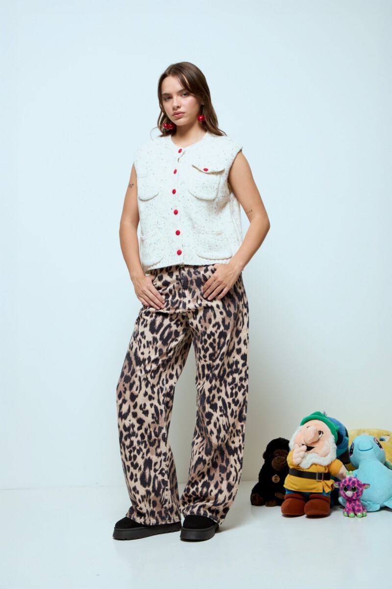 Chaleco buttons y bolsillo beige