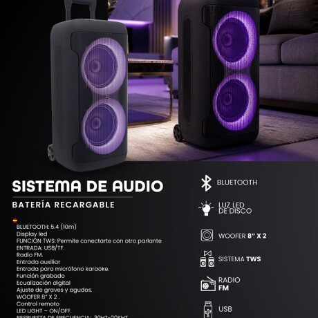 Parlante inalámbrico XTREME 12000W COLOR UNICO