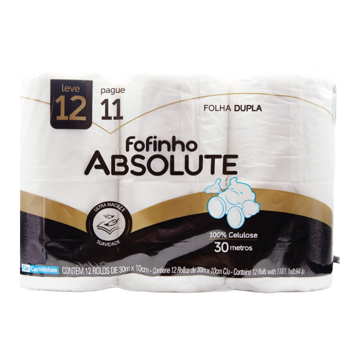Papel Higiénico Doble Hoja 30M 12 Rollos FOFINHO (Super Blanco) 