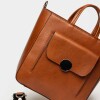 Shopper The Circle en cuero liso Cuoio