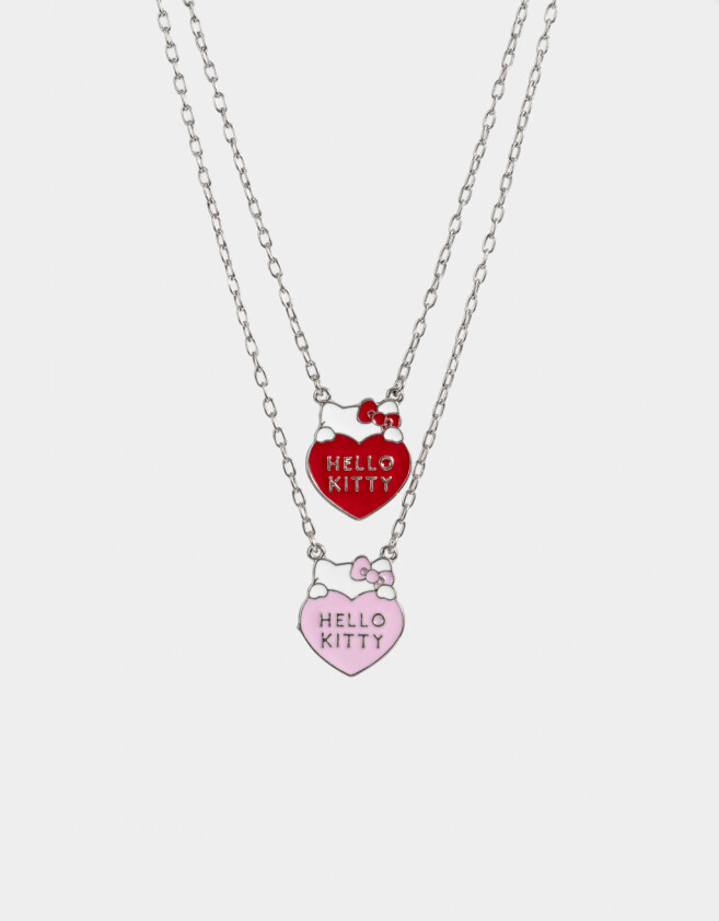 Collares Infantiles Licencias Set De Collares Para Compartir "hello Kitty" - Plateado