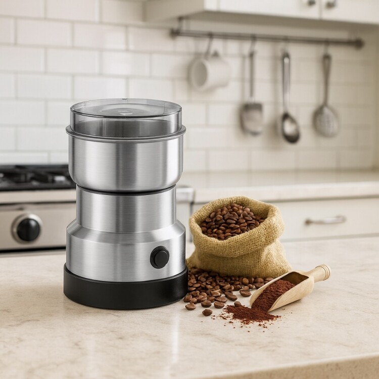 MOLINILLO DE GRANOS DE CAFE ELECTRICO 300W PLATEADO