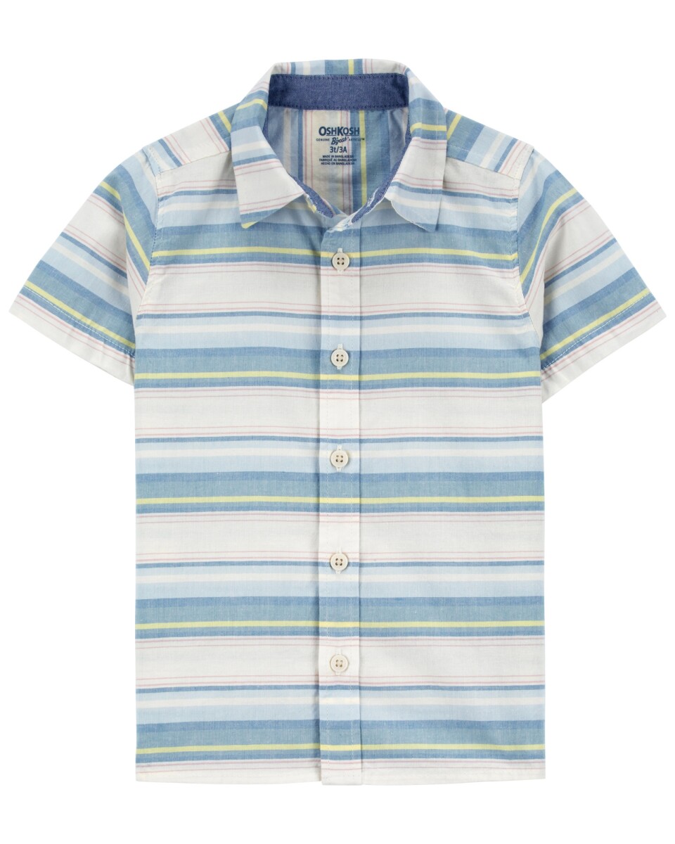 Camisa de algodón, manga corta diseño a rayas. Talles 2-5T 