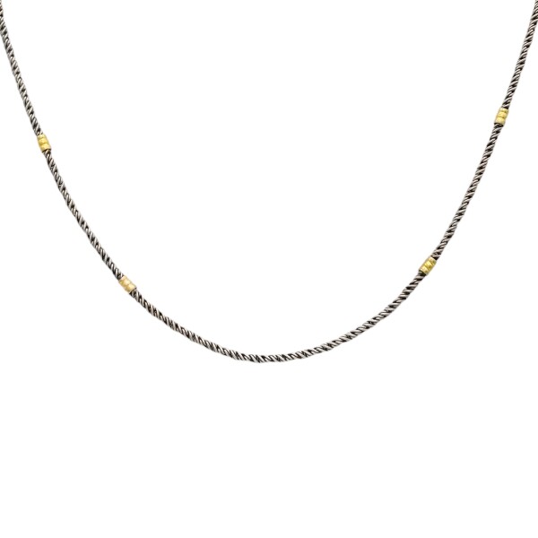 Cadena Tourbillon-Plata y Oro-Sin Piedra-CD5003 sinpiedra