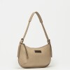 Cartera al hombro Mia en cuero graneado Taupe