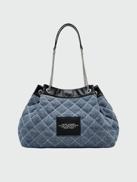 THE QUILTED DENIM CHAIN SACK BAG Azul