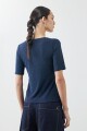 Remera lurex escote V azul marino