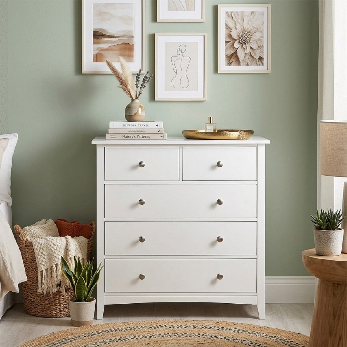 CÓMODA CAJONERA 5 CAJONES MADERA MACIZA/MDF 