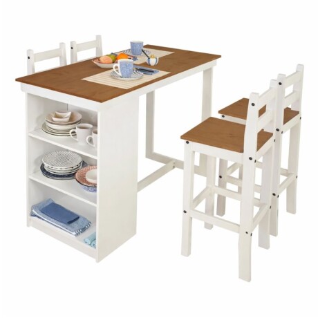 DESAYUNADOR LONDRES CON 4 BANQUETAS - BLANCO/CERA DESAYUNADOR LONDRES CON 4 BANQUETAS - BLANCO/CERA