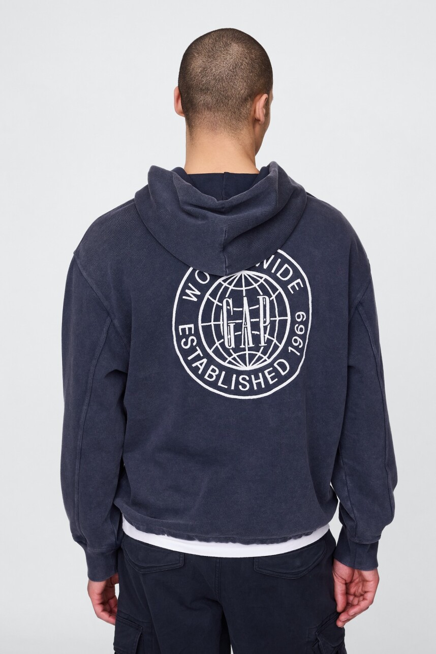 Buzo Canguro Logo Gap Poncho Hombre Navy Uniform