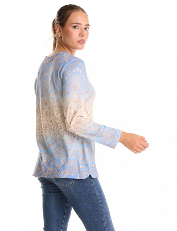 Remera Soft Print MULTI/CELESTE