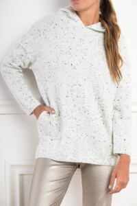 Sweater Capucha Bouttonne Gris Melange