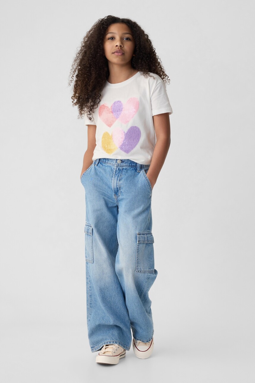 Remera Gráfico Con Lentejuelas Niña New Off White Opt1