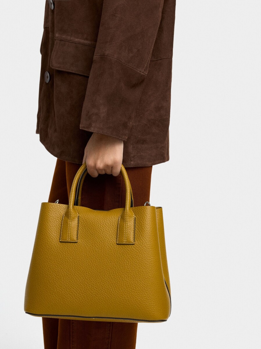 Bolso Tote Con Textura - mostaza 