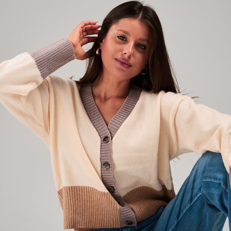 Saco cardigan slowly Beige/black