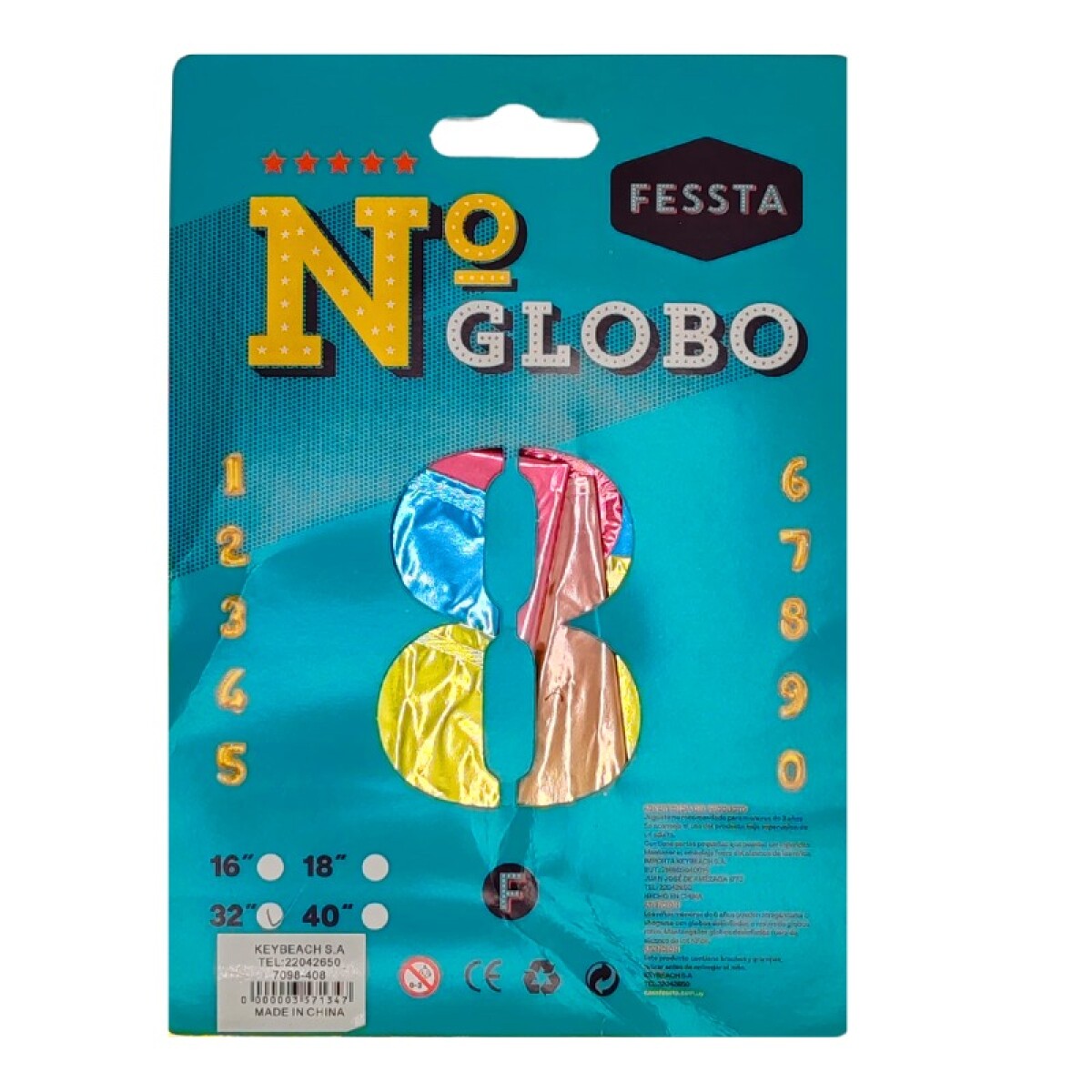 Globo Fessta Número 32" Multicolor - OCHO 