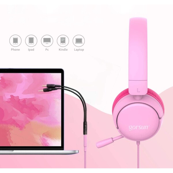 Auriculares Orejas Microfono Infantil Gamer Gorsun Gtia Color Variante Rosa