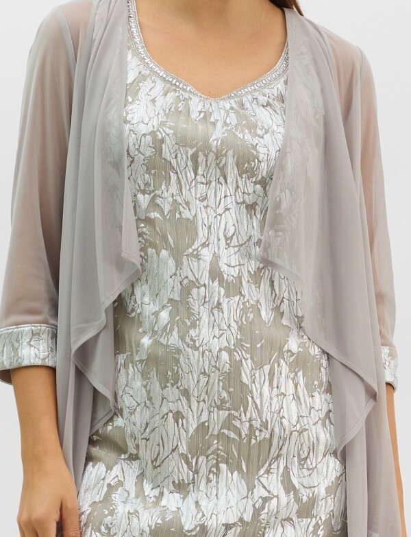 Conjunto Vestido & Chaqueta PLATEADO/MULTI