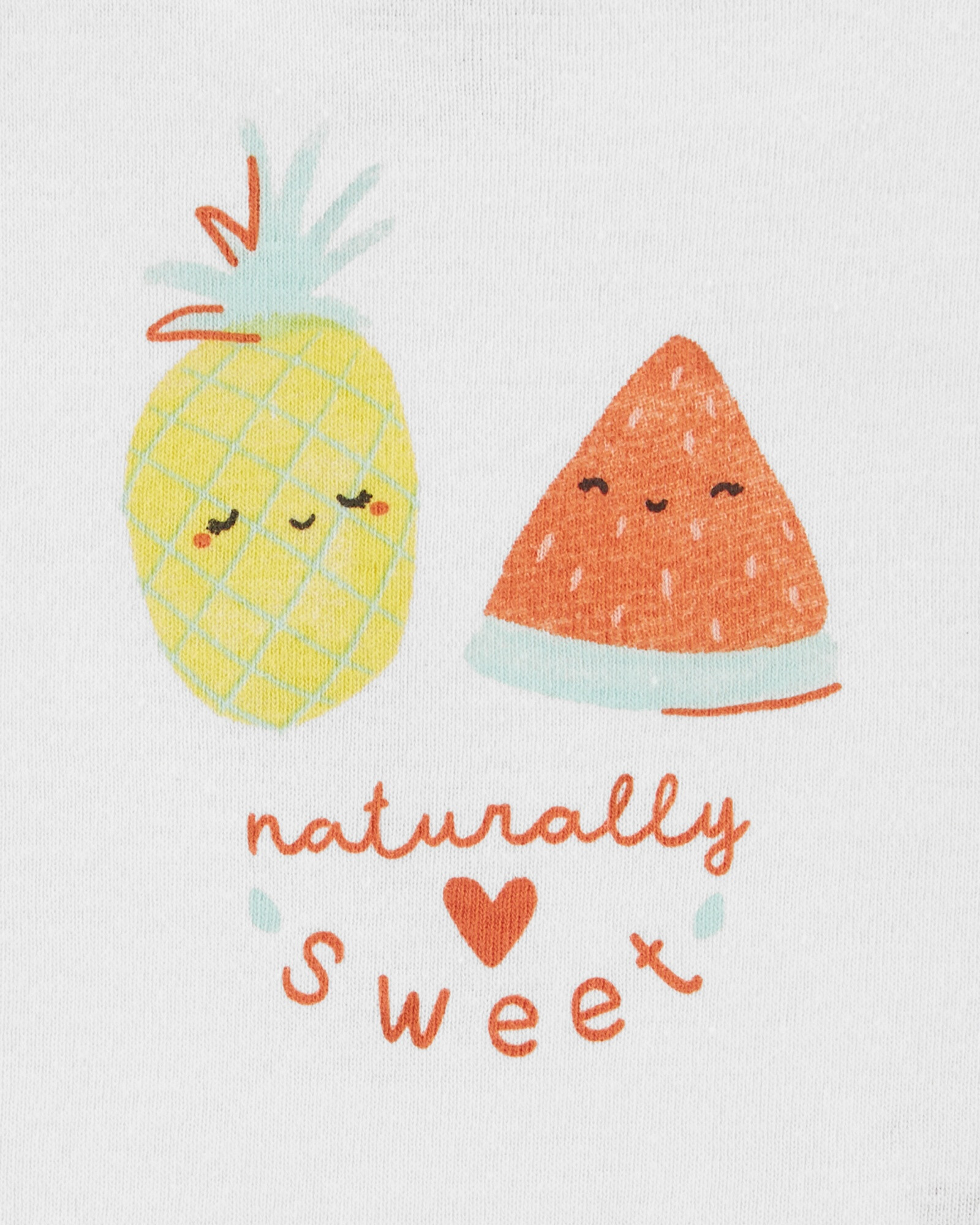 Set tres piezas short, remera y body de algodón diseño frutal Sin color