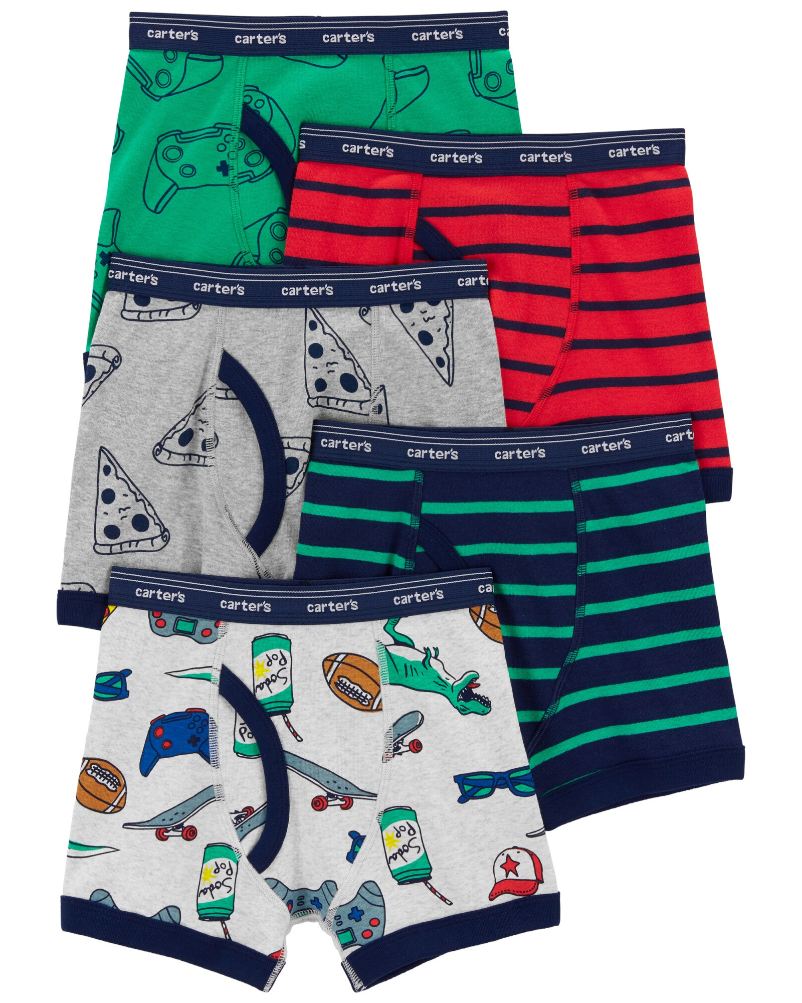 Pack cinco calzoncillos bóxer de algodón estampados Pack cinco calzoncillos bóxer de algodón estampados