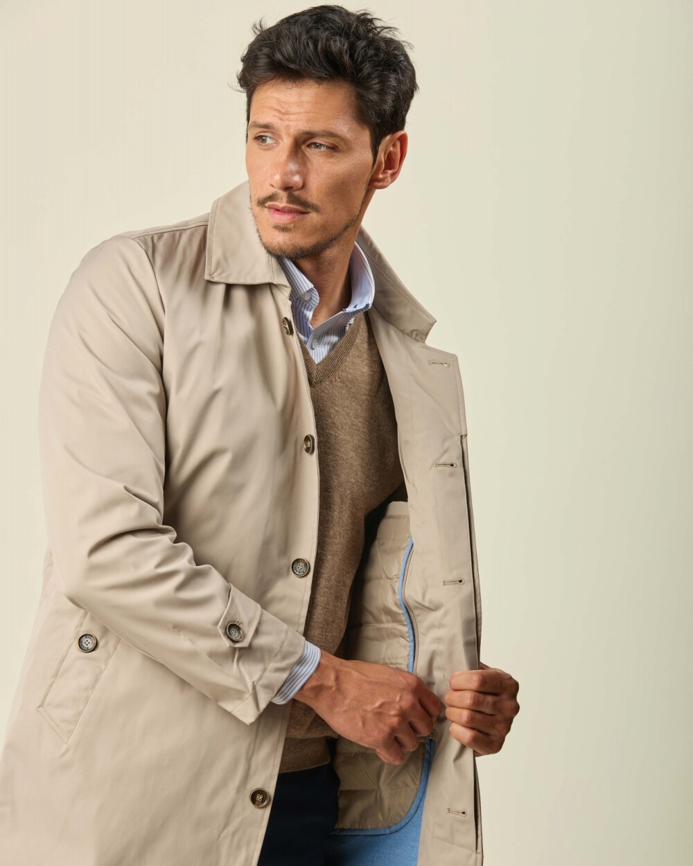 Gabardina Algodón Beige