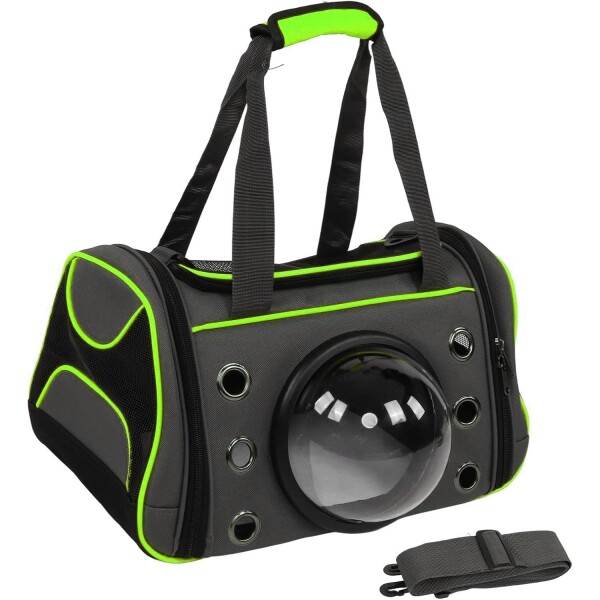 Bolso Transporador Mascota Capsula Gatos Perros Viaje Valija Color Variante Verde