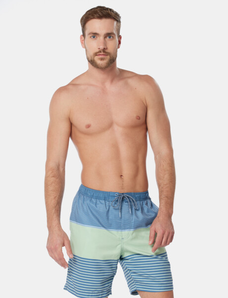 SHORT DE BAÑO RAYADO Azul