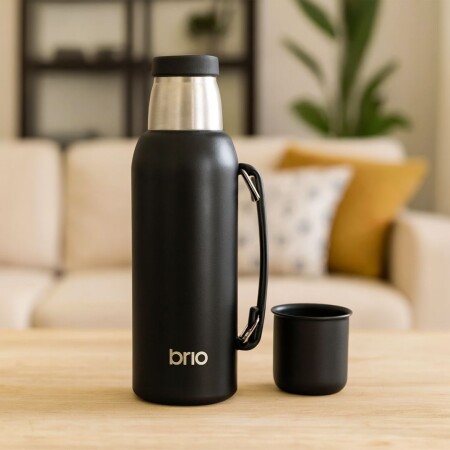 TERMO BRIO 1 LITRO ACERO INOXIDABLE NEGRO NEGRO