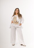 Conjunto blazer y palazo 100% lino Made in Italy Blanco