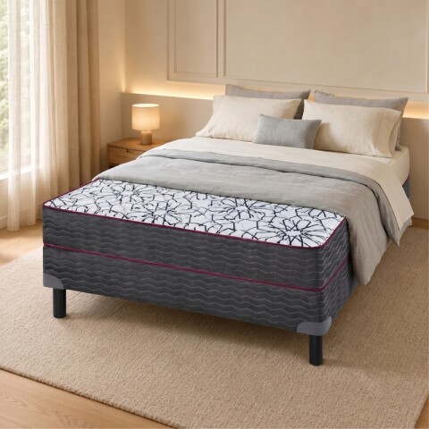 Conjunto Sommier IRIDIO Resortes y Capas de Espuma 2 Plazas 140 x 190 x 21 - Hasta 100Kg Conjunto Sommier IRIDIO Resortes y Capas de Espuma 2 Plazas 140 x 190 x 21 - Hasta 100Kg