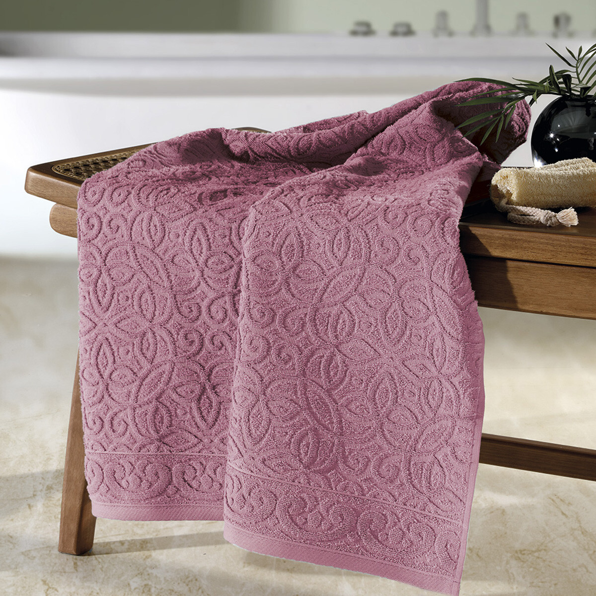 Toalla Mano Dohler Jacquard Provenza 50 x 90 cm 100% Algodón - ROSA OSCURO 